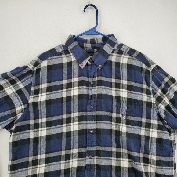 Chaps Shirt Men's Long Sleeve Flannel Button Up Collared Plaid Blue 2XL - Picture 6 of 12